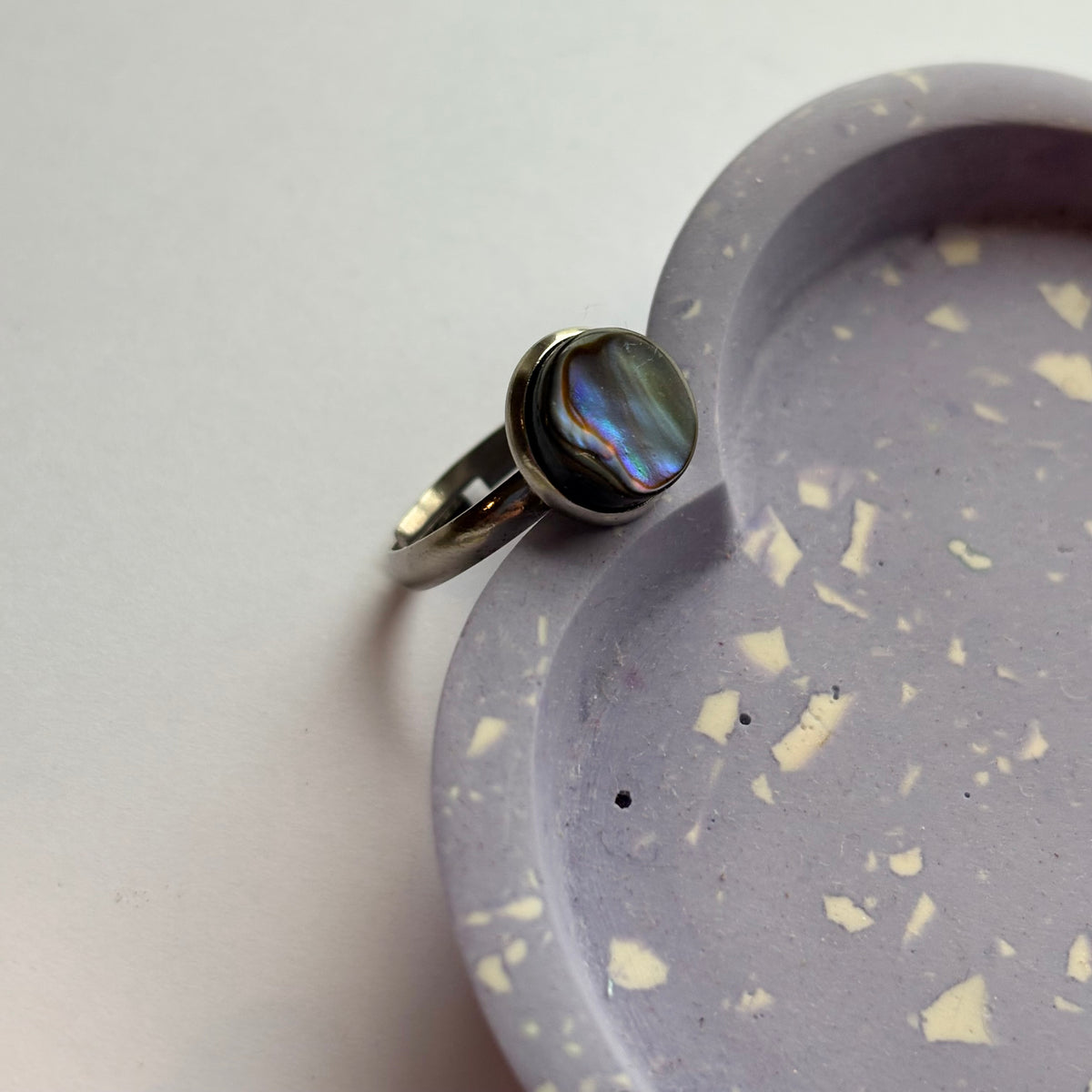 Abalone shell stainless steel adjustable rings