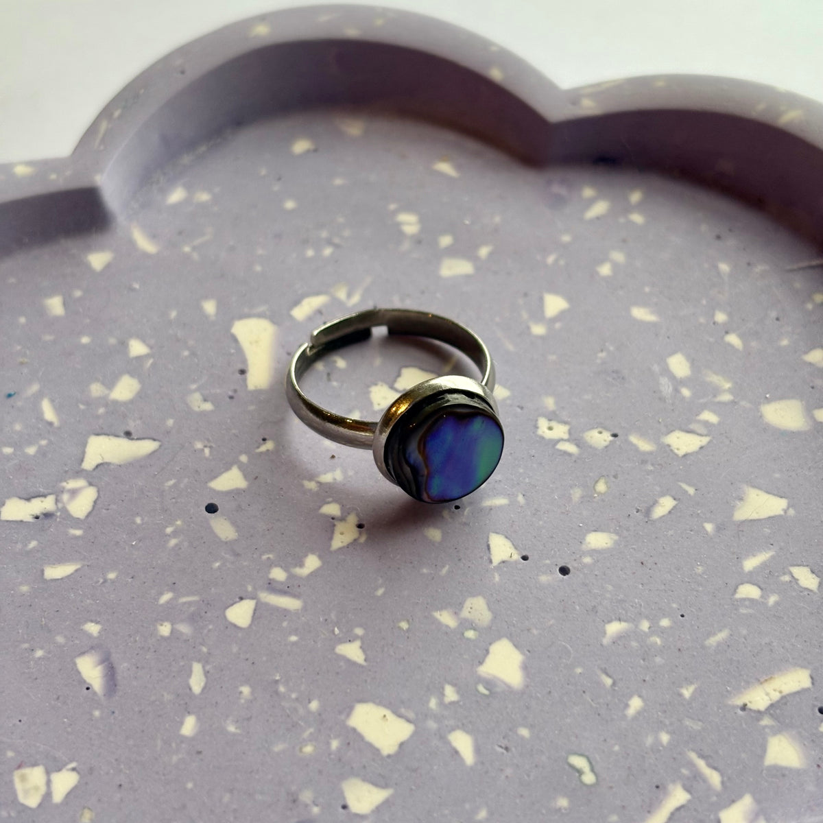 Abalone shell stainless steel adjustable rings