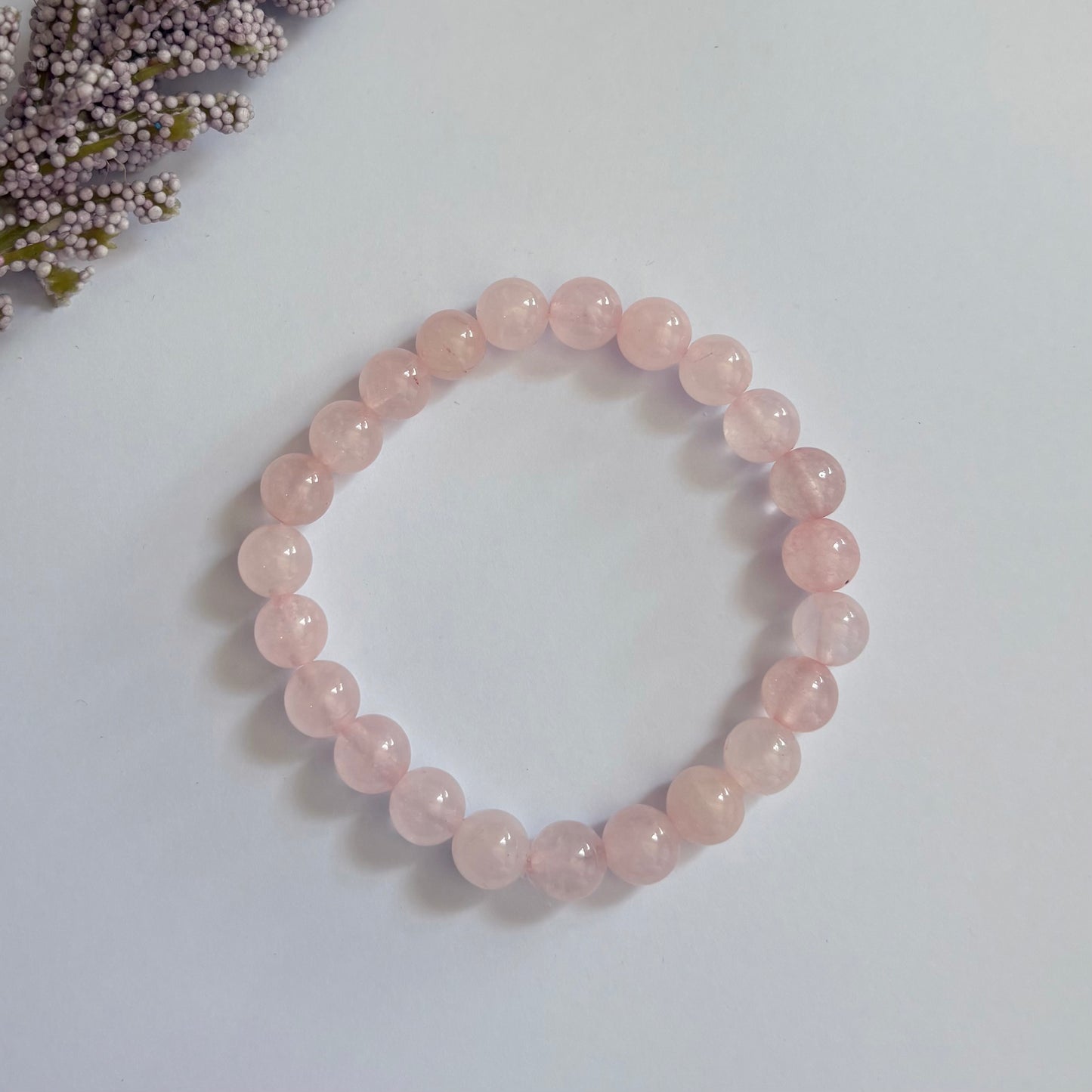 Rose quartz pink round bear bracelet