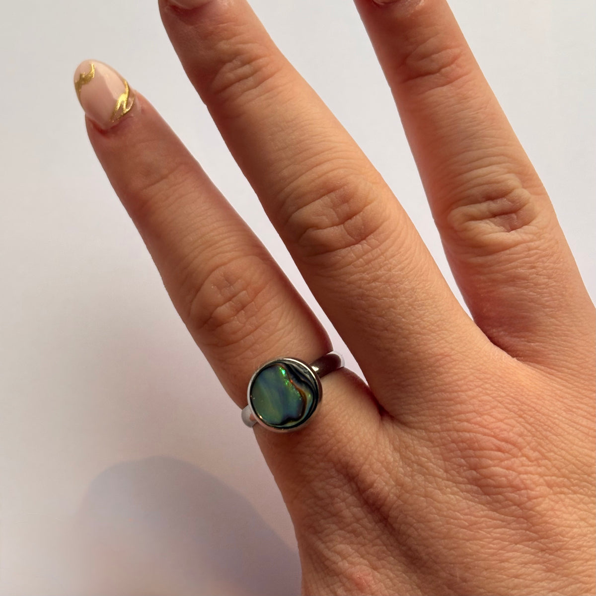 Abalone shell stainless steel adjustable rings