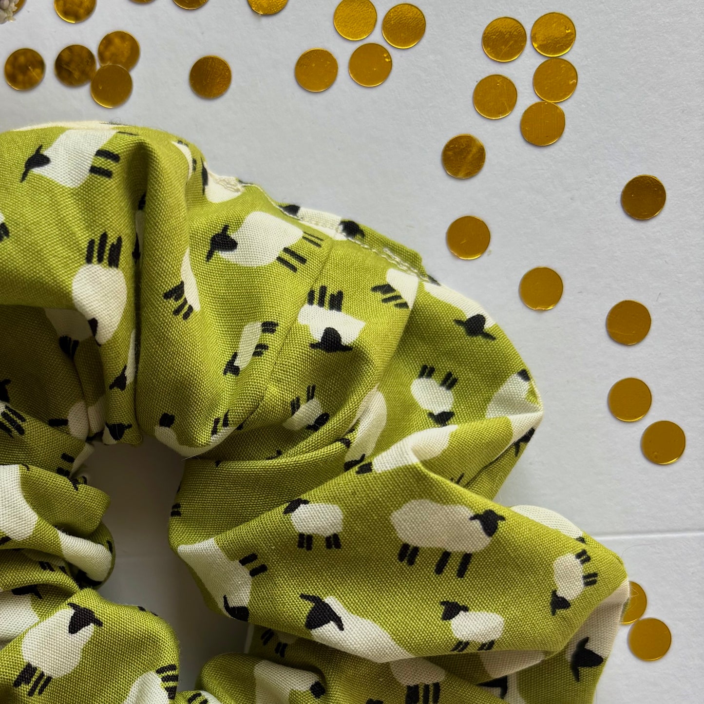 Green sheep scrunchie