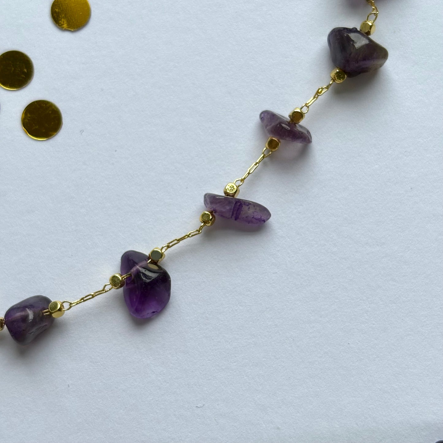 Gold plated purple amethyst bracelet crystal with extender chain