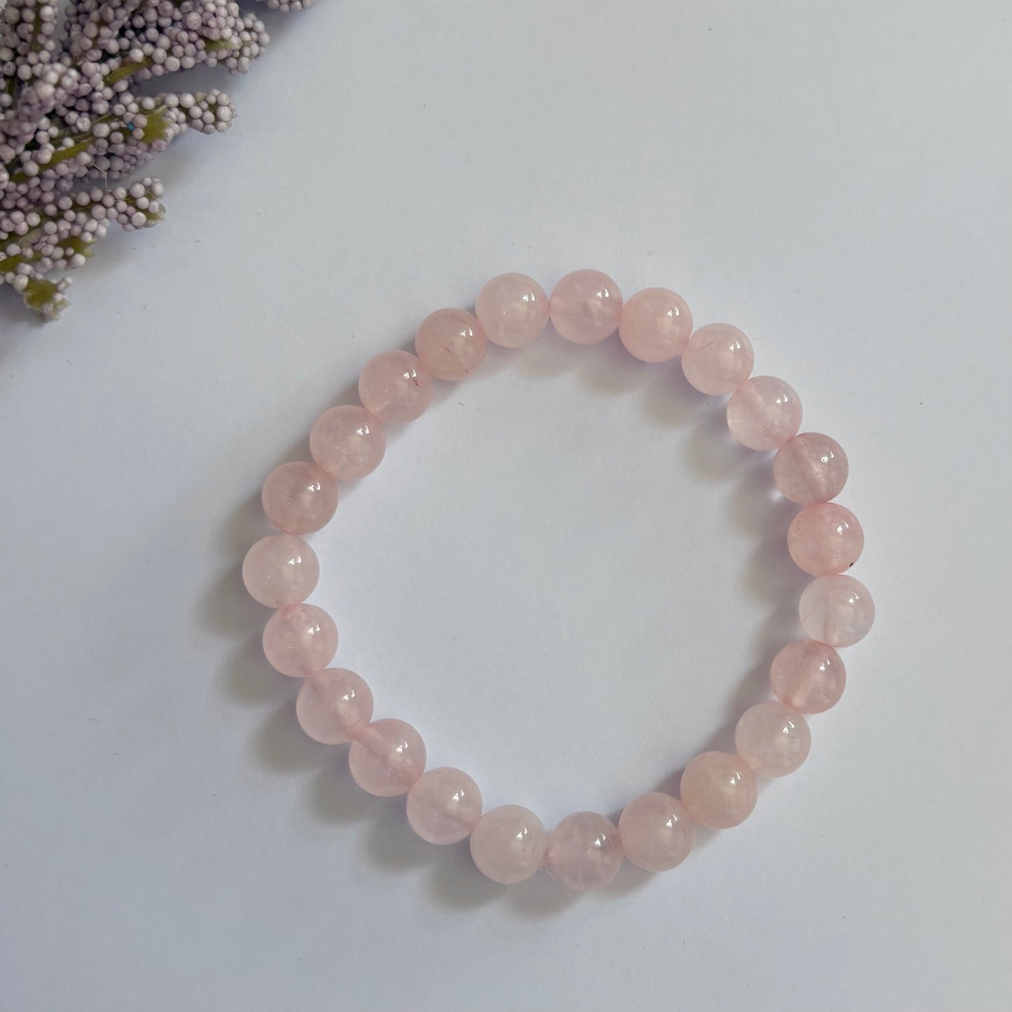 Rose quartz pink round bear bracelet