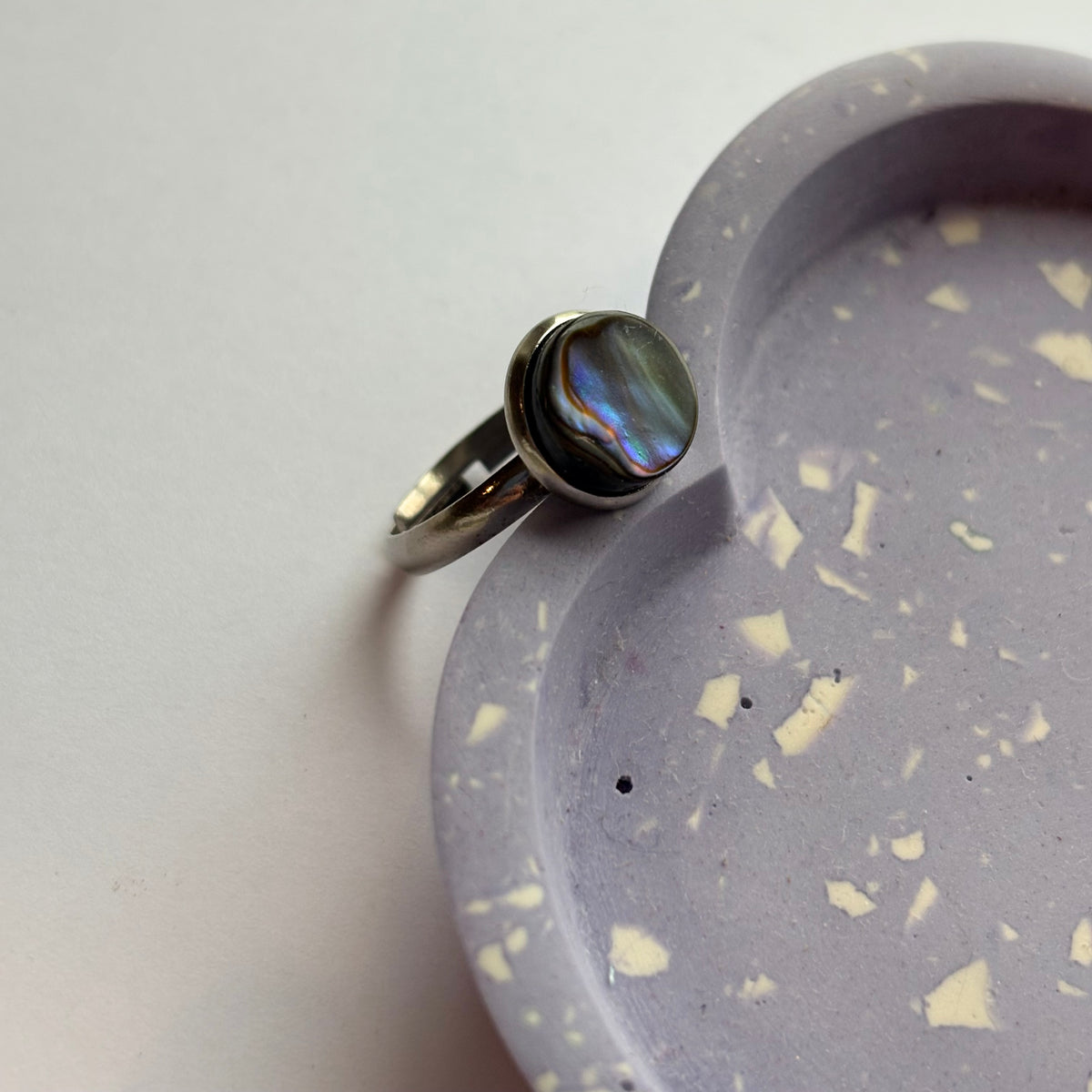 Abalone shell stainless steel adjustable rings