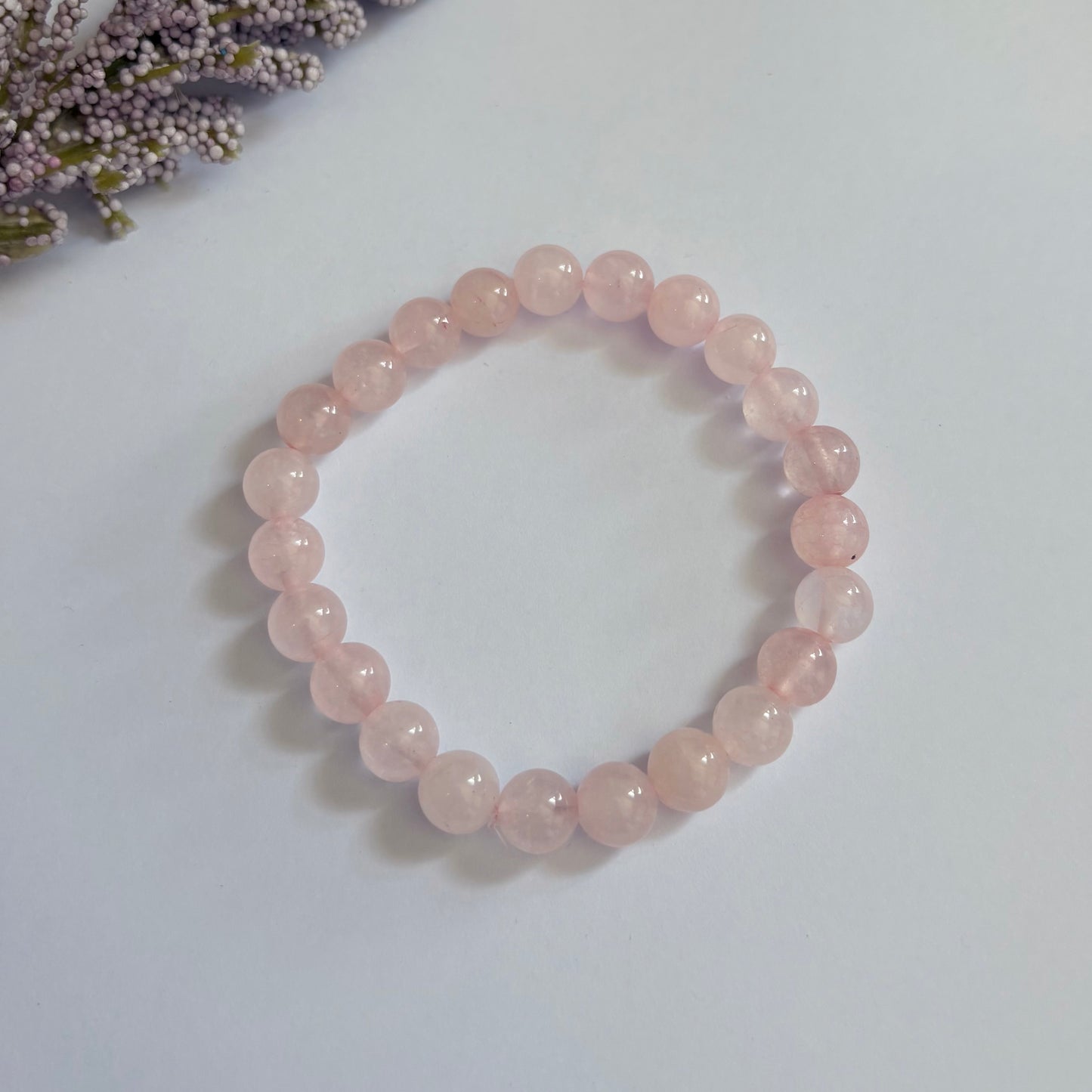 Rose quartz pink round bear bracelet