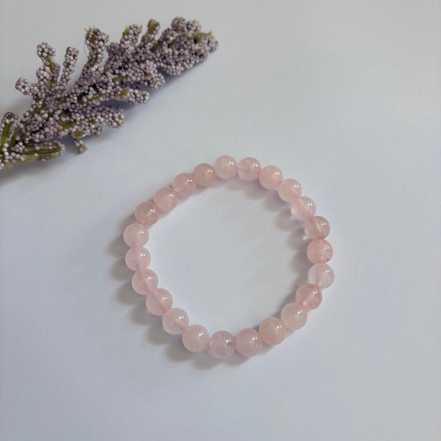 Rose quartz pink round bear bracelet
