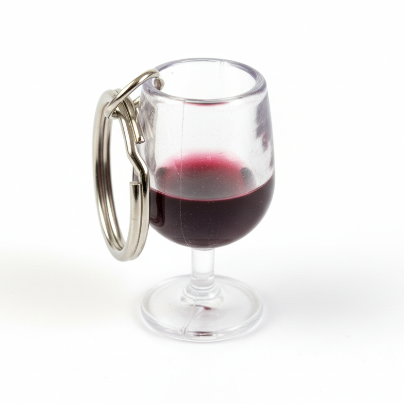Large red wine glass key ring/ keyring/ key chain